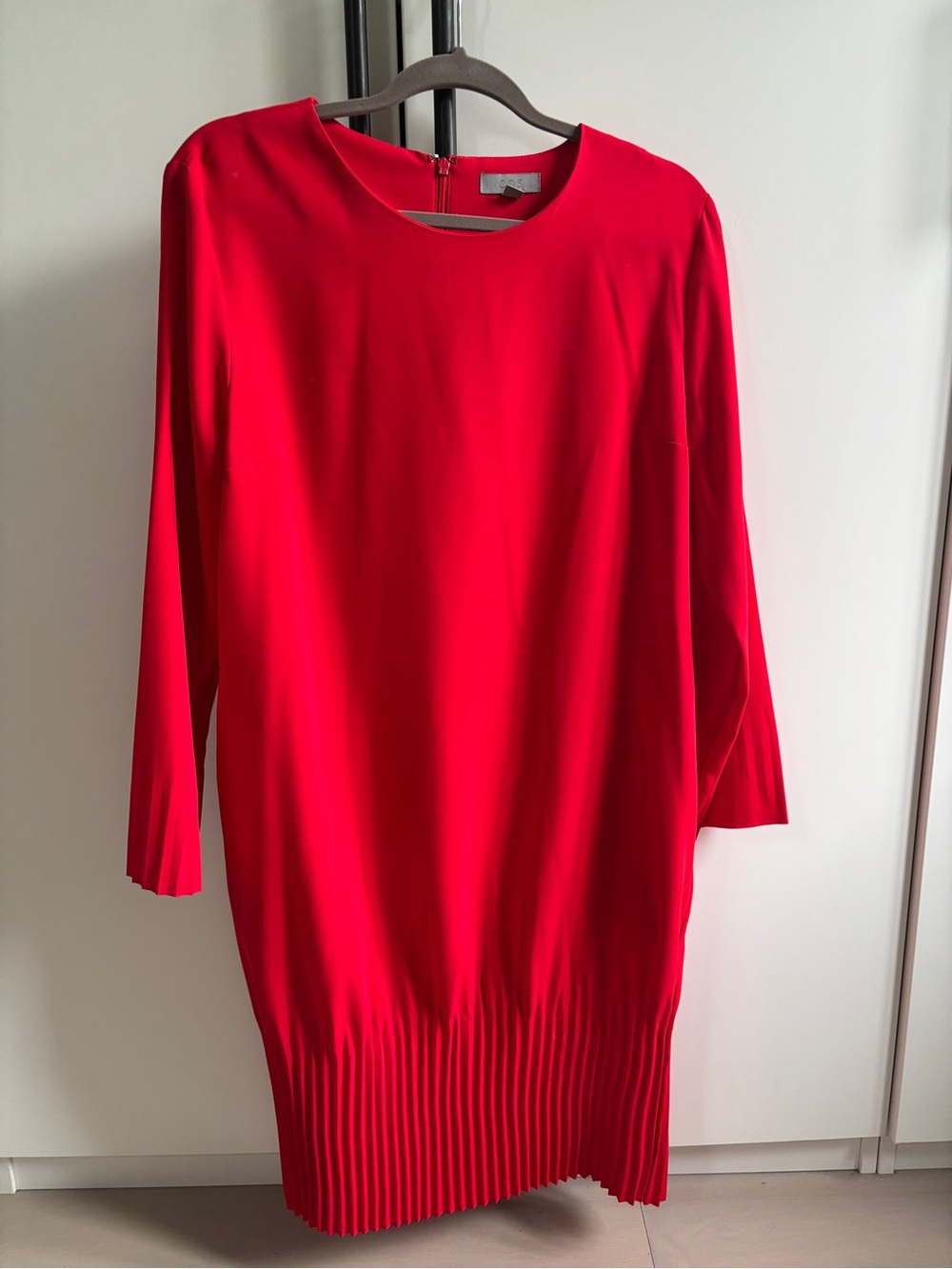 Red Pleated Hem Women's  Dress
